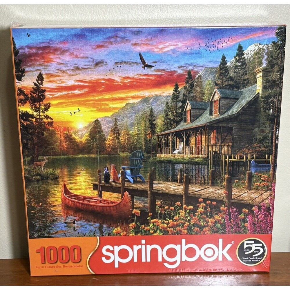 Springbok 1000 Piece Jigsaw Puzzle Cabin Evening Sunset New Factory Sealed